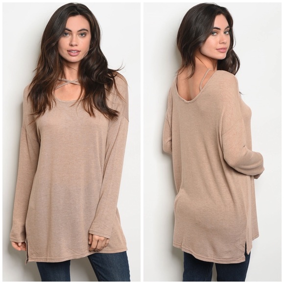 Tops - LAST Taupe Long Sleeve Tunic 17008